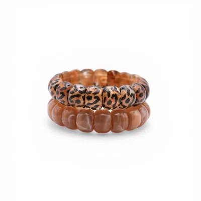 Miss Cecilia Women's Brown Aria Beaded Bracelet Set
