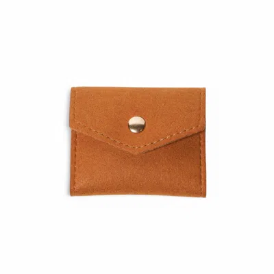 Miss Cecilia Women's Brown Cognac Mini Travel Jewelry Pouch