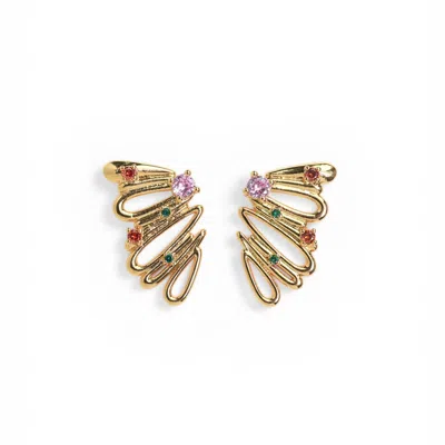 Miss Cecilia Women's Gold Aurora Wing Earrings