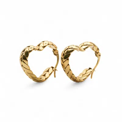 Miss Cecilia Women's Gold Braid Heart Hoops