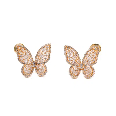 Miss Cecilia Women's Gold Butterfly Ear Studs