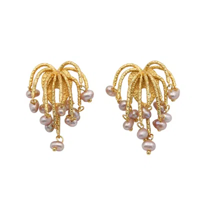 Miss Cecilia Women's Gold Firework Freshwater Earrings