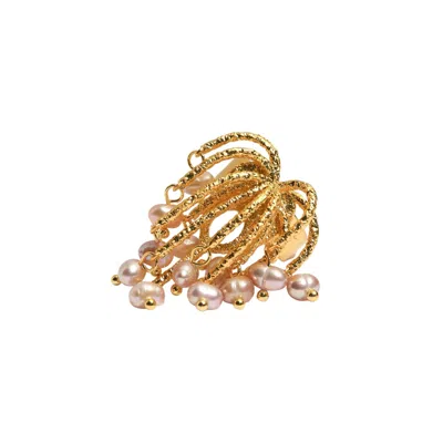 Miss Cecilia Women's Gold Firework Freshwater Pearl Ring