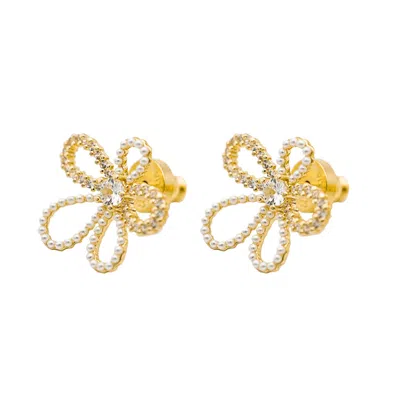 Miss Cecilia Women's Gold Flower Ear Studs
