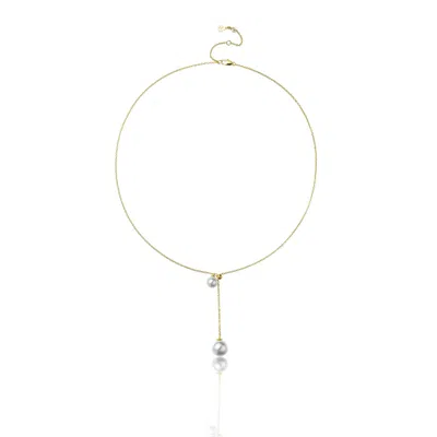 Miss Cecilia Women's Gold Grace Adjustable Double Pearl Chain Necklace
