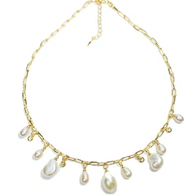 Miss Cecilia Women's Gold Isla Fresh Water Pearl Necklace