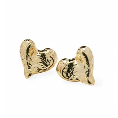 Miss Cecilia Women's Gold Ivy Handcrafted Love Heart Ear Studs