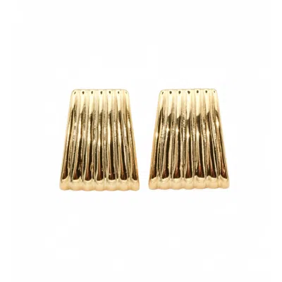Miss Cecilia Women's Gold Oversized Rib Stud Earrings