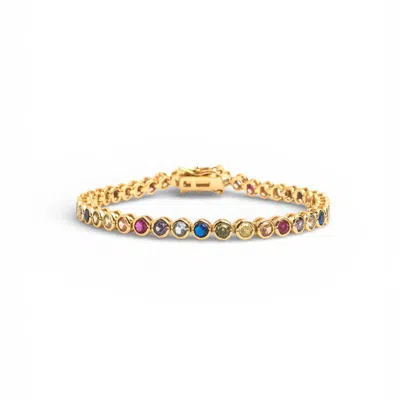 Miss Cecilia Women's Gold Rainbow Tennis Bracelet