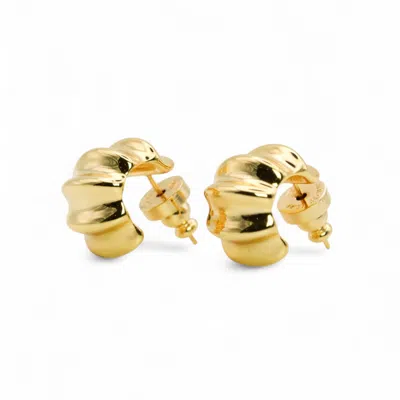 Miss Cecilia Women's Gold Ribbed Small Hoops