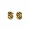 Miss Cecilia Women's Gold Ridge Knot Stud Earrings