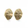 Miss Cecilia Women's Gold Ripple Oversized Ear Studs