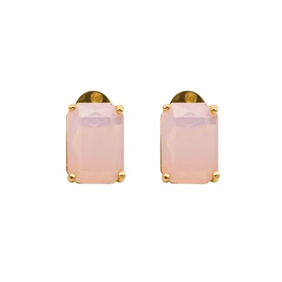 Miss Cecilia Women's Gold Rose Pink Opal Ear Studs