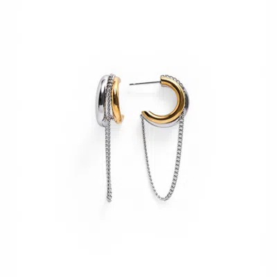 Miss Cecilia Women's Gold / Silver Double Tone Chain Hoop Earrings In Multi