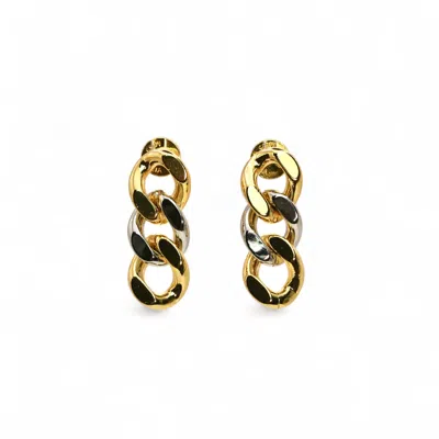 Miss Cecilia Women's Gold / Silver Gold And Silver Chain Drop Earrings