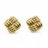 Miss Cecilia Women's Gold Square Woven Ear Studs