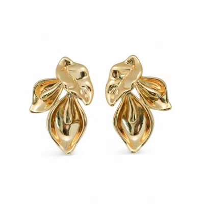 Miss Cecilia Women's Oversized Golden Leaf Ear Studs