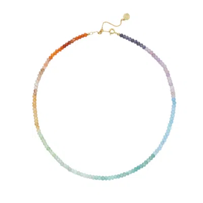 Miss Cecilia Women's Rainbow Beaded Necklace In Blue/yellow