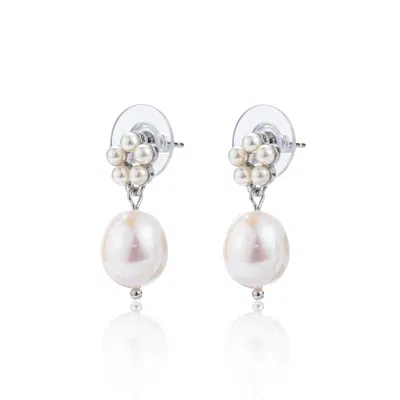 Miss Cecilia Women's Silver Isabelle Fresh Water Pearl Drop Earrings