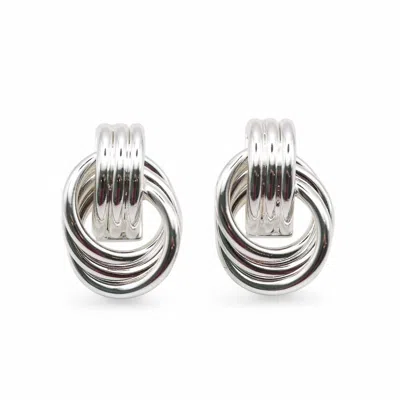 Miss Cecilia Women's Silver Twist  Ear Studs