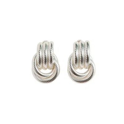 Miss Cecilia Women's The Rope Knot Studs Silver In Metallic