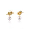 Miss Cecilia Women's White Adeline Knot Pearl Earrings In White
