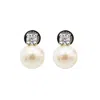 Miss Cecilia Women's White Classic Pearl Ear Studs In White