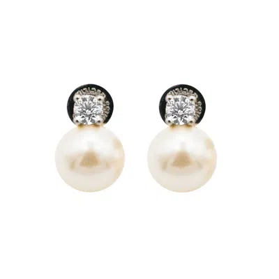 Miss Cecilia Women's White Classic Pearl Ear Studs