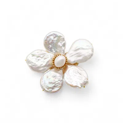 Miss Cecilia Women's White Pearl Fleur Brooch