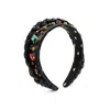Miss Cicconi Women's Alessia - Two-way Look Headband - Jet Black Silk - Multi-coloured Crystals