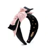 Miss Cicconi Women's Black / Pink / Purple Molly - Bow Headband - Neoprene Colour Block In Blush Pink & Black