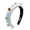 Miss Cicconi Women's Blue / Red Annabella - Headband - Pastel Blue With Red & Blue Hearts & Pearls
