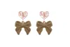Miss Cicconi Women's Brown / Rose Gold / Silver Emily - Mocha Mousse  Bow Earrings With Mc Charm In Rose Gold - S