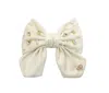 Miss Cicconi Women's White Samanta - Bow Hair Clip - Ivory Velvet With Crystals & Pearls