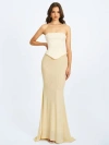 Miss Circle Adelina Peplum Mermaid Gown With Lace-up Back In Yellow
