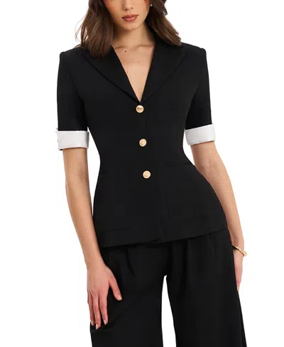 Miss Circle Aleena Short Sleeve Business Casual Blazer In Black