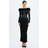 Miss Circle Alexis Faux Fur Boatneck Maxi Dress In Black