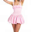 Miss Circle Women Aubrey Pink Satin Bubble Hem Mini Dress In Pink
