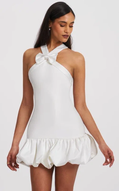 Miss Circle Women Barbra White Cross Straps Bodycon Mini Dress With Bubble Hem