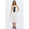 Miss Circle Corinne Poplin Flared Maxi Dress With Removable Bow In White
