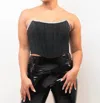 Miss Circle Corset Top With Crystal Trim In Black In Black