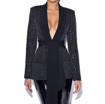Miss Circle Crystal Embellished Blazer In Black