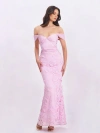Miss Circle Dahlia Floral Lace Mermaid Gown In Pink