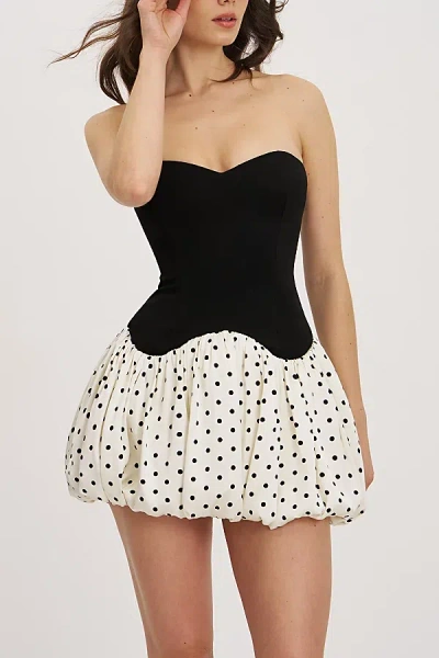 Miss Circle Women Dahliana Polka Dot Bubble Hem Corset Mini Dress In Black