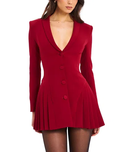 Miss Circle Delia Long Sleeve Blazer Dress With Pleated Skirt Detail In Multi
