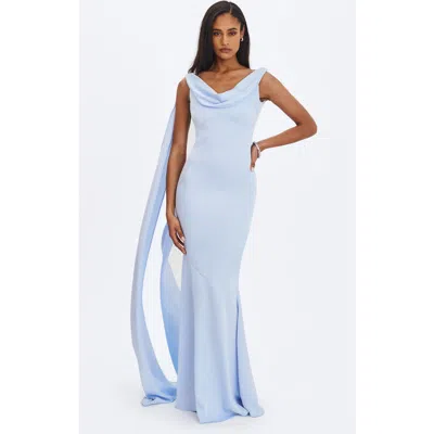Miss Circle Eira Cowl Scarf-detail Mermaid Maxi Dress In Blue