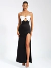 Miss Circle Eleanor Bow Satin Gown In Black