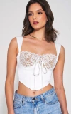 Miss Circle Everly Lace Satin Corset Top In White