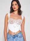 Miss Circle Everly White Lace Satin Corset Top In White