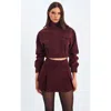 Miss Circle Faryn Vegan Suede Pleated A-line Mini Skirt In Burgundy